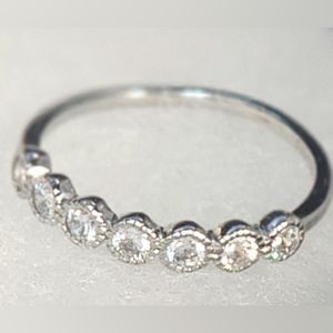STERLING SILVER AND CUBIC  ZIRCONIA RING SIZE 7.5
